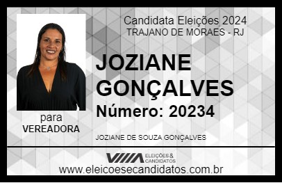 Candidato JOZIANE GONÇALVES 2024 - TRAJANO DE MORAES - Eleições