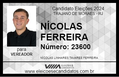 Candidato NÍCOLAS FERREIRA 2024 - TRAJANO DE MORAES - Eleições