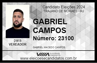 Candidato GABRIEL CAMPOS 2024 - TRAJANO DE MORAES - Eleições