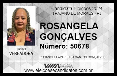 Candidato ROSANGELA GONÇALVES 2024 - TRAJANO DE MORAES - Eleições