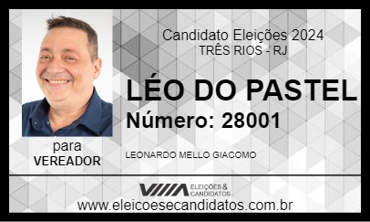 Candidato LÉO DO PASTEL 2024 - TRÊS RIOS - Eleições