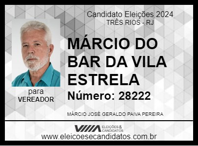 Candidato MÁRCIO DO BAR DA VILA ESTRELA 2024 - TRÊS RIOS - Eleições