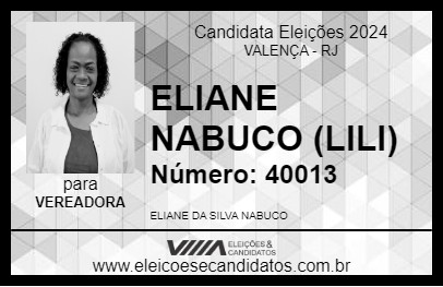 Candidato ELIANE NABUCO (LILI) 2024 - VALENÇA - Eleições