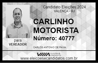 Candidato CARLINHOS MOTORISTA 2024 - VALENÇA - Eleições