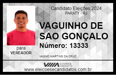 Candidato VAGUINHO DE SAO GONÇALO 2024 - PARATY - Eleições