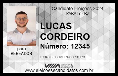 Candidato LUCAS CORDEIRO 2024 - PARATY - Eleições