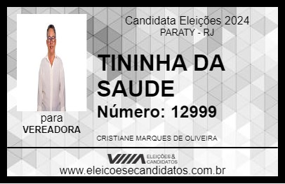 Candidato TININHA DA SAUDE 2024 - PARATY - Eleições