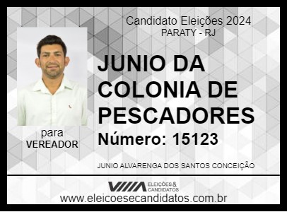 Candidato JUNIO DA COLONIA DE PESCADORES 2024 - PARATY - Eleições