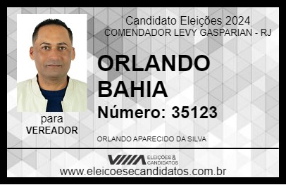 Candidato ORLANDO BAHIA 2024 - COMENDADOR LEVY GASPARIAN - Eleições