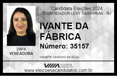 Candidato IVANETE CÂNDIDO 2024 - COMENDADOR LEVY GASPARIAN - Eleições