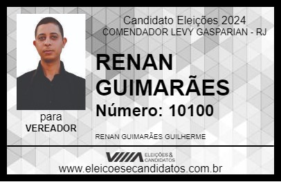 Candidato RENAN GUIMARÃES 2024 - COMENDADOR LEVY GASPARIAN - Eleições