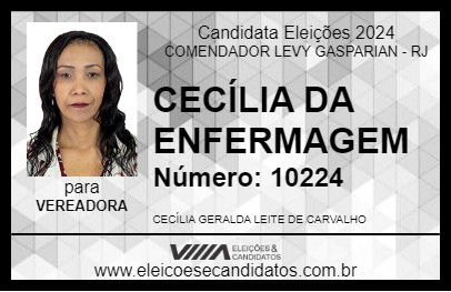 Candidato CECÍLIA DA ENFERMAGEM 2024 - COMENDADOR LEVY GASPARIAN - Eleições