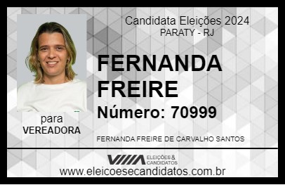 Candidato FERNANDA FREIRE 2024 - PARATY - Eleições