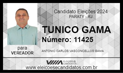 Candidato TUNICO GAMA 2024 - PARATY - Eleições