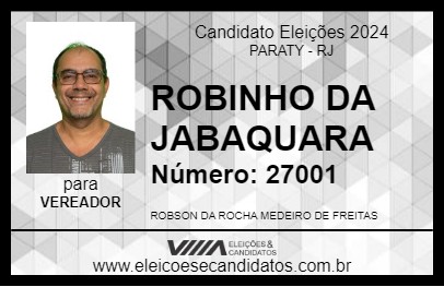 Candidato ROBINHO DA JABAQUARA 2024 - PARATY - Eleições