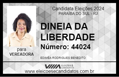 Candidato DINEIA DA LIBERDADE 2024 - PARAÍBA DO SUL - Eleições