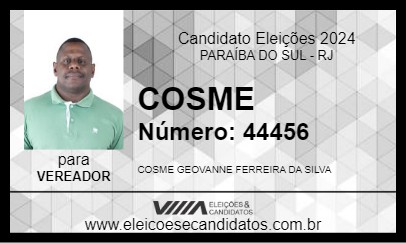 Candidato COSME 2024 - PARAÍBA DO SUL - Eleições