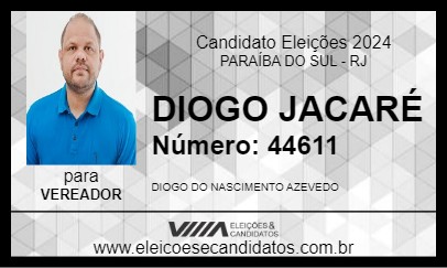 Candidato DIOGO JACARÉ 2024 - PARAÍBA DO SUL - Eleições