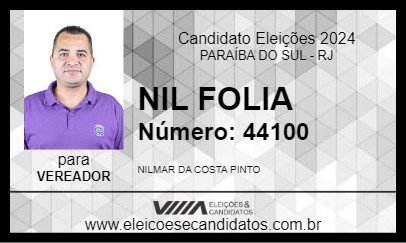 Candidato NIL FOLIA 2024 - PARAÍBA DO SUL - Eleições