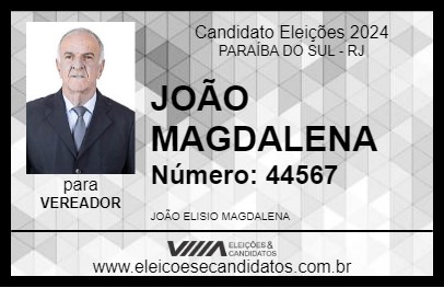 Candidato JOÃO MAGDALENA 2024 - PARAÍBA DO SUL - Eleições