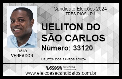 Candidato UELITON DO SÃO CARLOS 2024 - TRÊS RIOS - Eleições