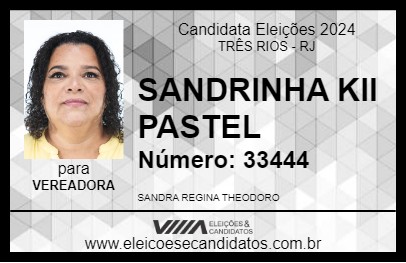 Candidato SANDRINHA KII PASTEL 2024 - TRÊS RIOS - Eleições