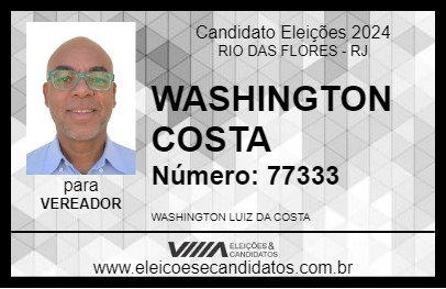 Candidato WASHINGTON COSTA 2024 - RIO DAS FLORES - Eleições