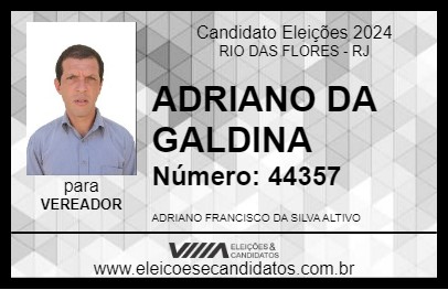 Candidato ADRIANO DA GALDINA 2024 - RIO DAS FLORES - Eleições