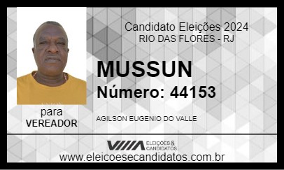 Candidato MUSSUN 2024 - RIO DAS FLORES - Eleições