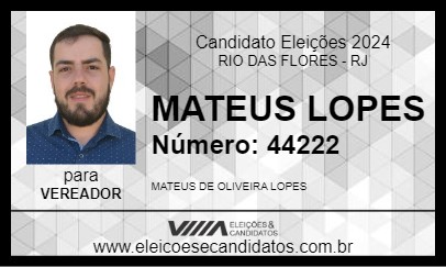 Candidato MATEUS LOPES 2024 - RIO DAS FLORES - Eleições