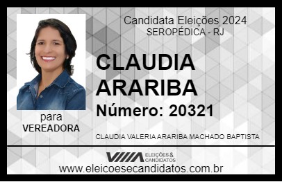 Candidato CLAUDIA ARARIBA 2024 - SEROPÉDICA - Eleições