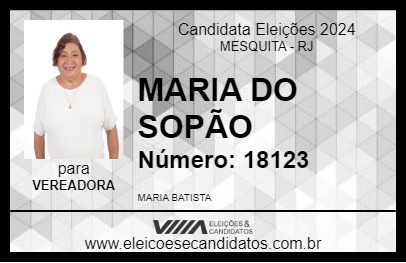 Candidato MARIA DO SOPÃO 2024 - MESQUITA - Eleições