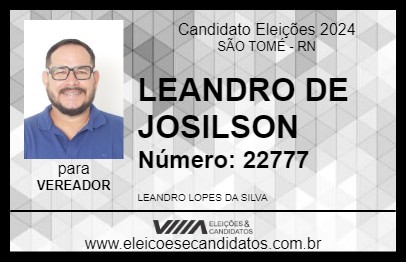 Candidato LEANDRO DE JOSILSON 2024 - SÃO TOMÉ - Eleições