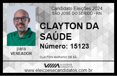 Candidato CLAYTON DA SAÚDE 2024 - SÃO JOSÉ DO SERIDÓ - Eleições