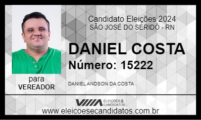 Candidato DANIEL COSTA 2024 - SÃO JOSÉ DO SERIDÓ - Eleições