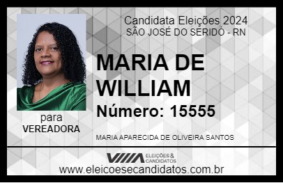 Candidato MARIA DE WILLIAM 2024 - SÃO JOSÉ DO SERIDÓ - Eleições