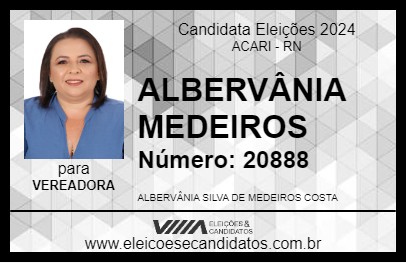 Candidato ALBERVÂNIA MEDEIROS 2024 - ACARI - Eleições