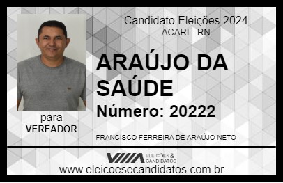 Candidato ARAÚJO DA SAÚDE 2024 - ACARI - Eleições