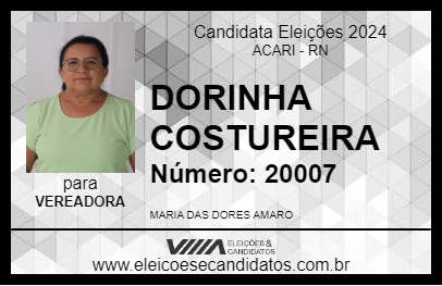 Candidato DORINHA COSTUREIRA 2024 - ACARI - Eleições