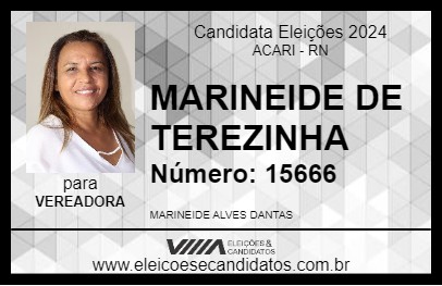 Candidato MARINEIDE DE TEREZINHA 2024 - ACARI - Eleições