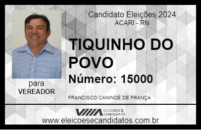 Candidato TIQUINHO DO POVO 2024 - ACARI - Eleições