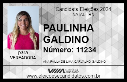 Candidato PAULINHA GALDINO 2024 - NATAL - Eleições