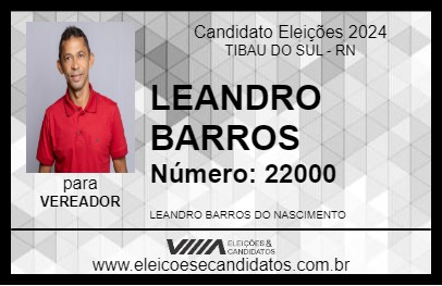 Candidato LEANDRO BARROS 2024 - TIBAU DO SUL - Eleições