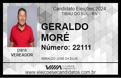 Candidato GERALDO MORÉ 2024 - TIBAU DO SUL - Eleições