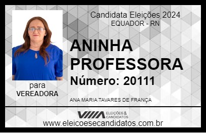 Candidato ANINHA PROFESSORA 2024 - EQUADOR - Eleições