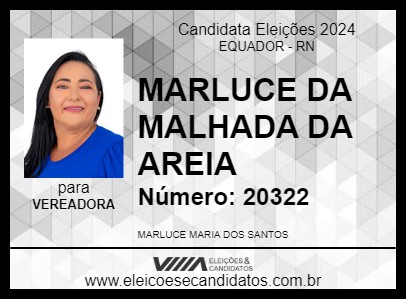 Candidato MARLUCE DA MALHADA DA AREIA 2024 - EQUADOR - Eleições