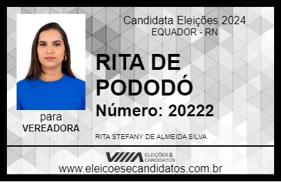 Candidato RITA DE PODODÓ 2024 - EQUADOR - Eleições