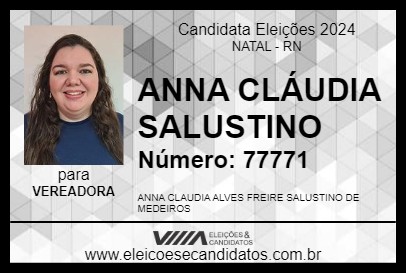 Candidato ANNA CLÁUDIA SALUSTINO 2024 - NATAL - Eleições