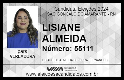 Candidato LISIANE ALMEIDA 2024 - SÃO GONÇALO DO AMARANTE - Eleições