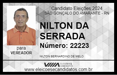 Candidato NILTON DA SERRADA 2024 - SÃO GONÇALO DO AMARANTE - Eleições